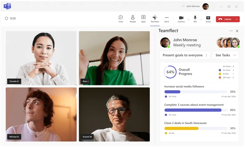 OKRs inside Microsoft Teams Meetings with Teamflect