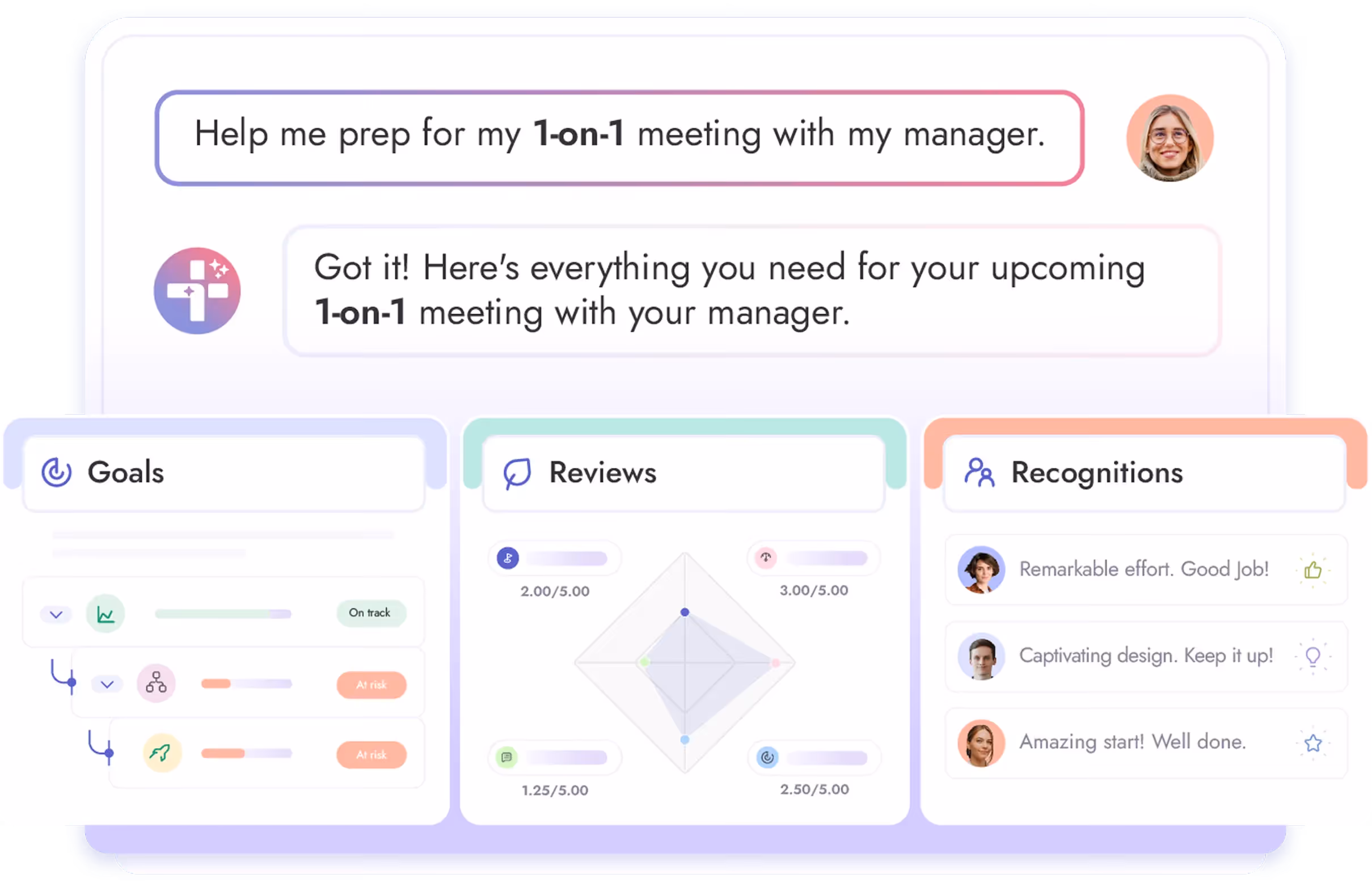 Teamflect Agent helping with 1-1 Meeting Preperation