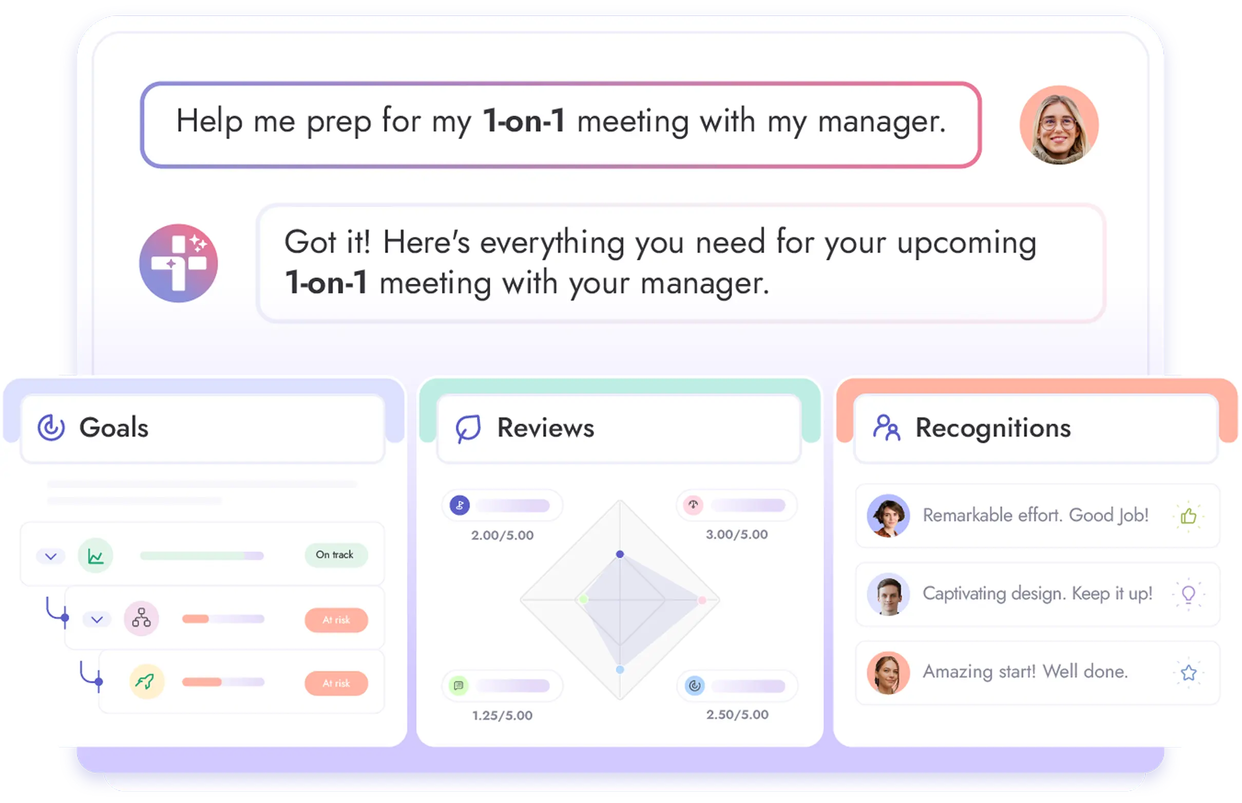 Teamflect Agent helping with 1-1 Meeting Preperation