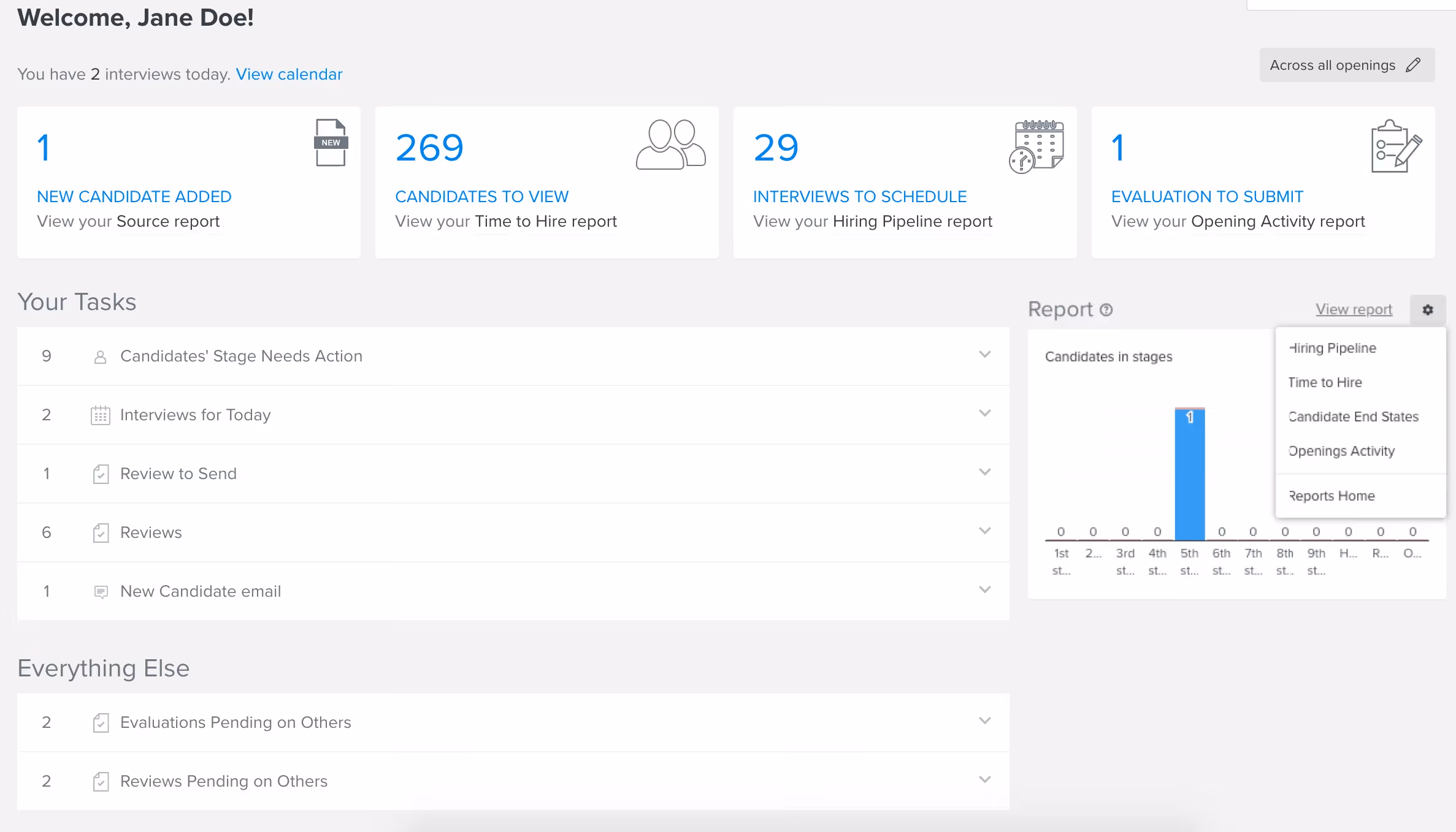Trakstar main dashboard