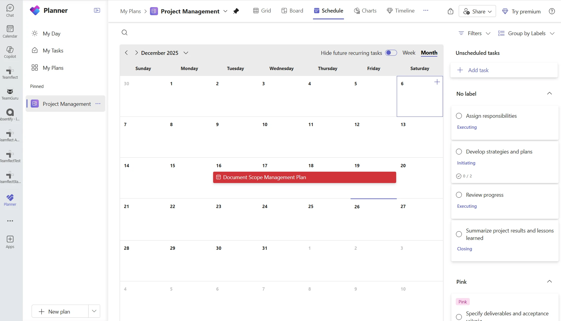 Microsoft Planner Best Practices: Microsoft Planner schedule view
