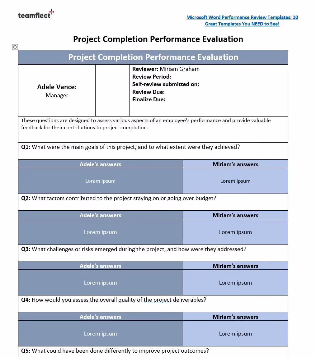 Manager review template