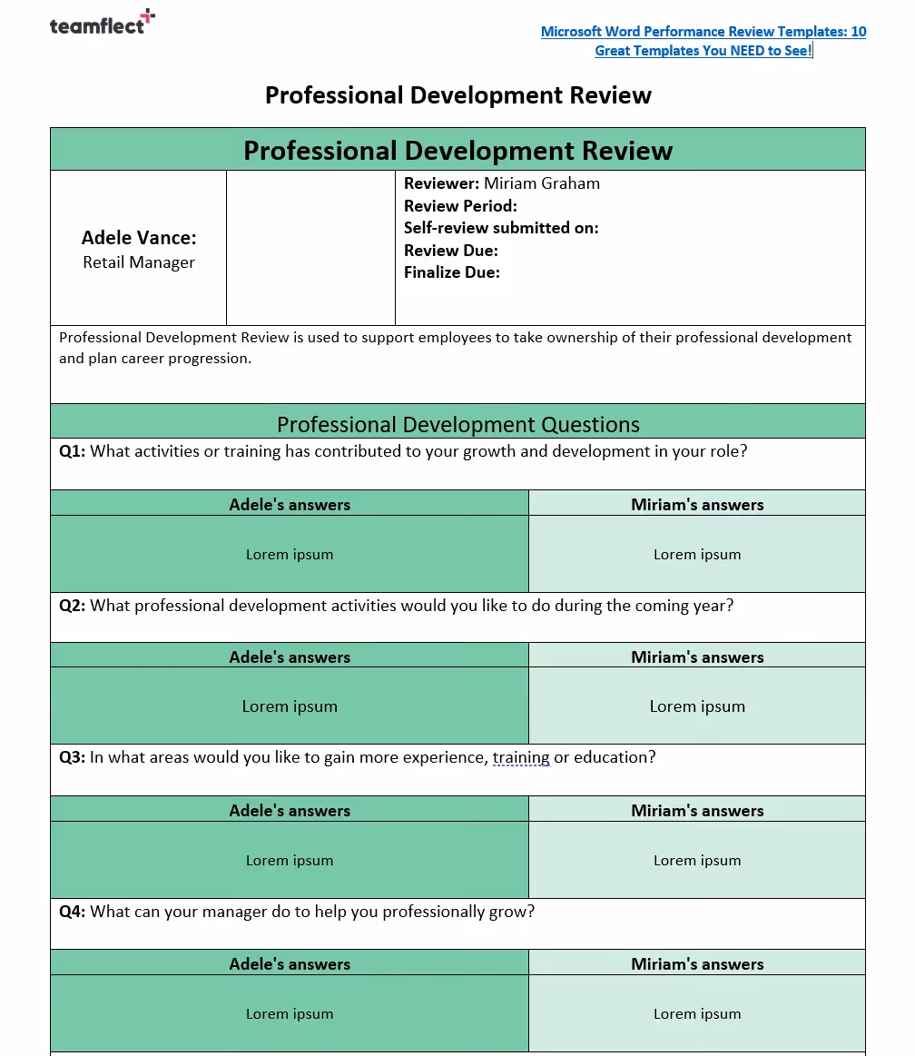 Development Review Template