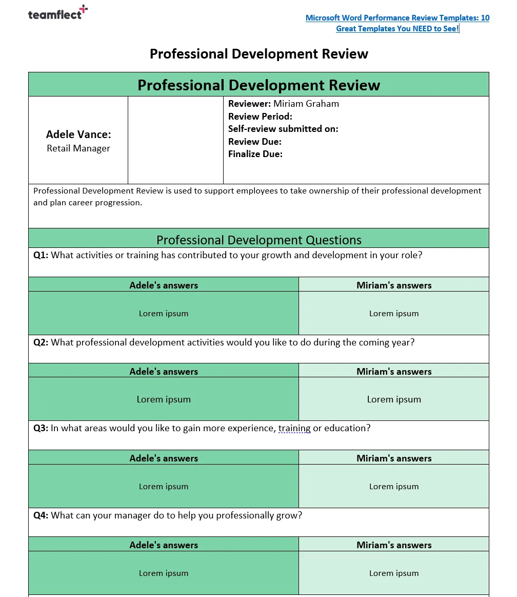 Development Review Template