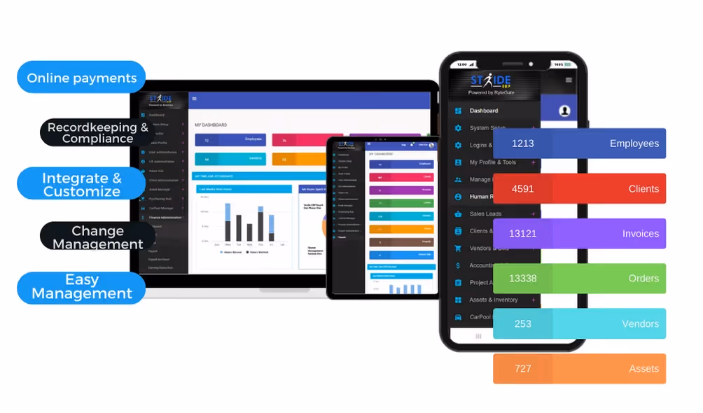 Stride ERP main dashboard