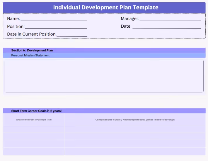 Download a free individual development plan template