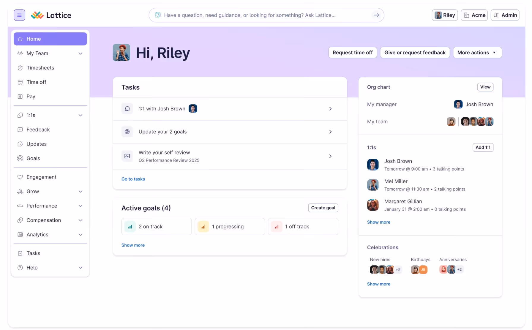 Lattice main dashboard