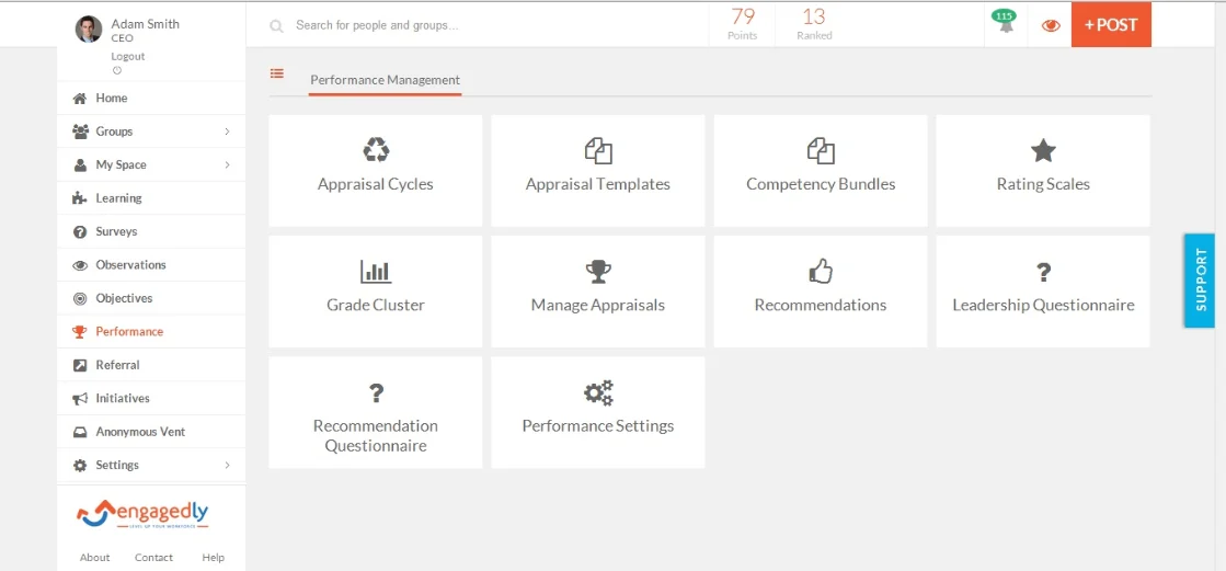Performance Management Dashboard in Engagedly