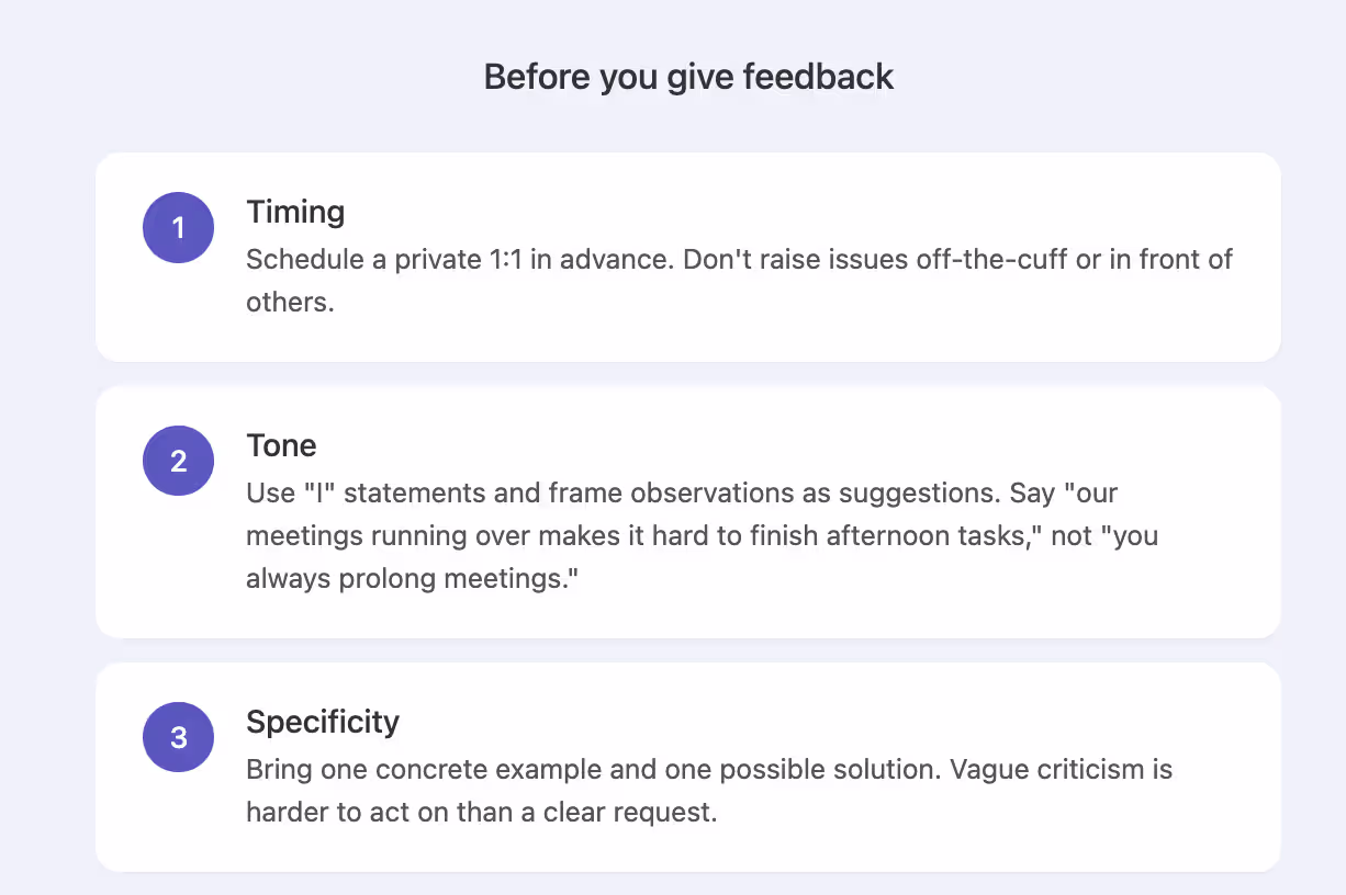 Pre-feedback checklist