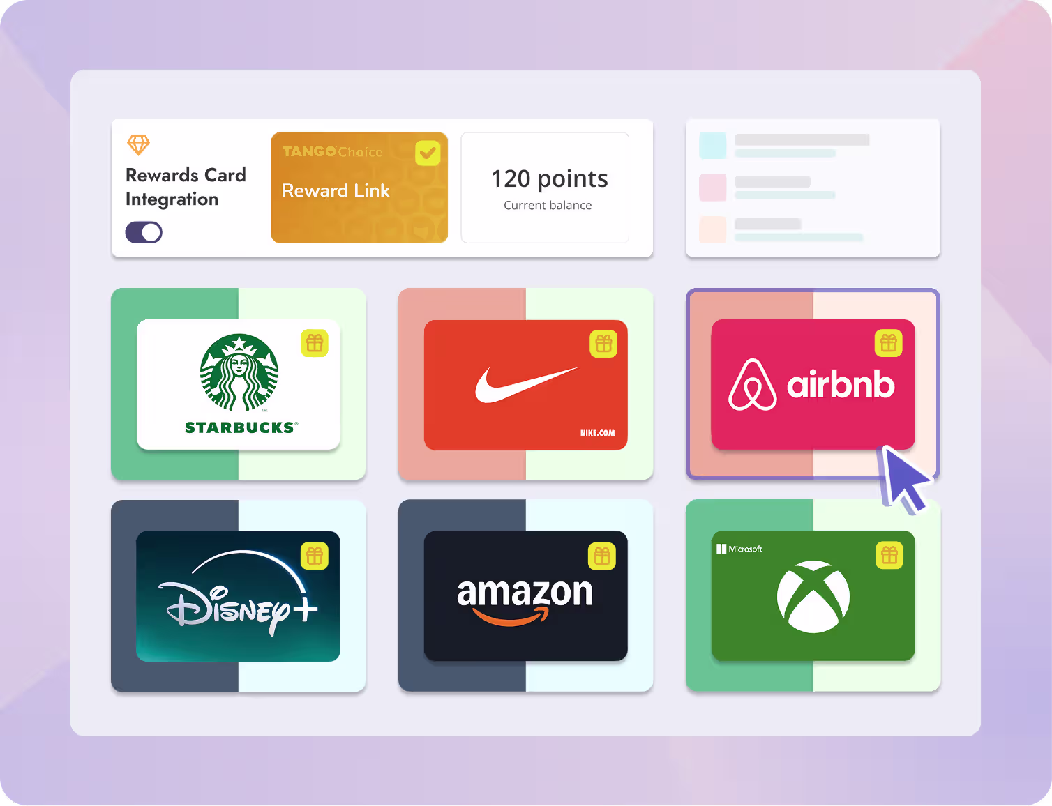 Teamflect's reward card Integration with Tango