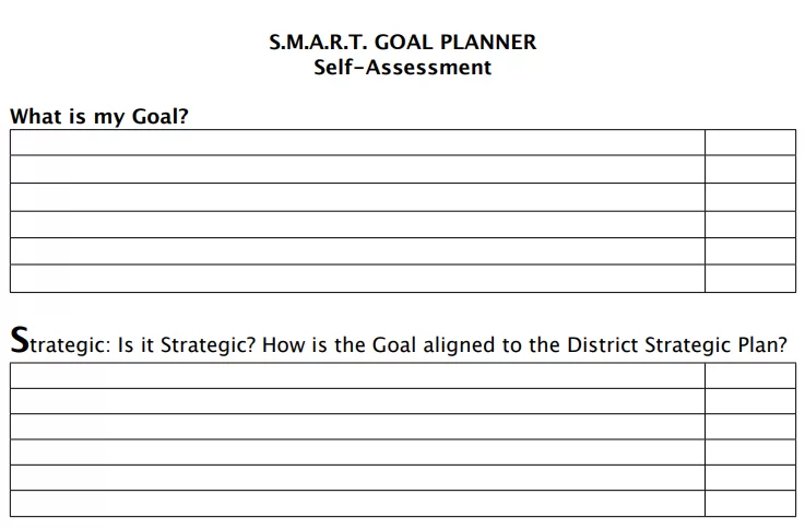 Goals and Objectives Template with Self-Assessment