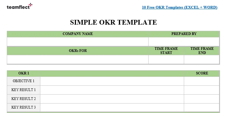 Simple Word OKR template