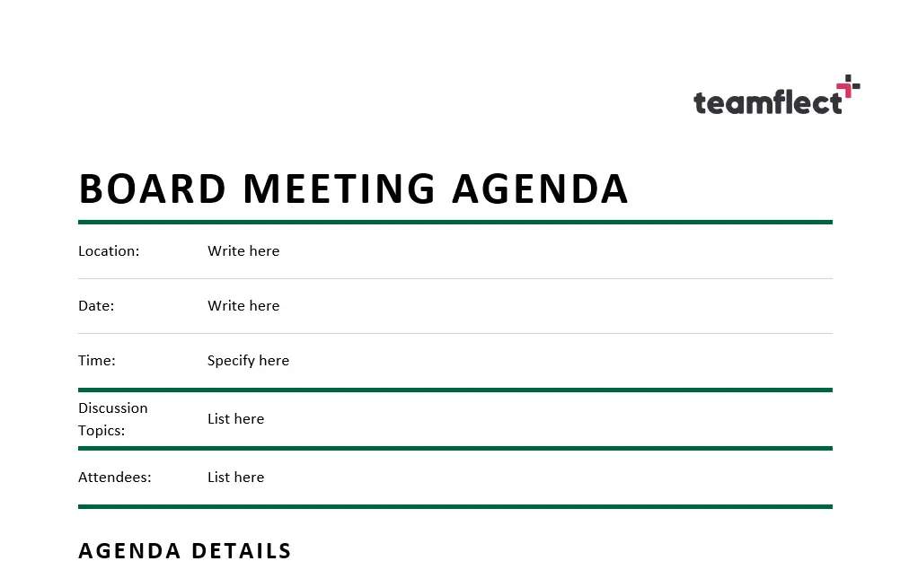 Board Meeting Agenda Template in Word format