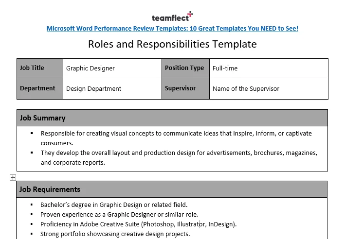 Roles and Responsibilities Template by Teamflect