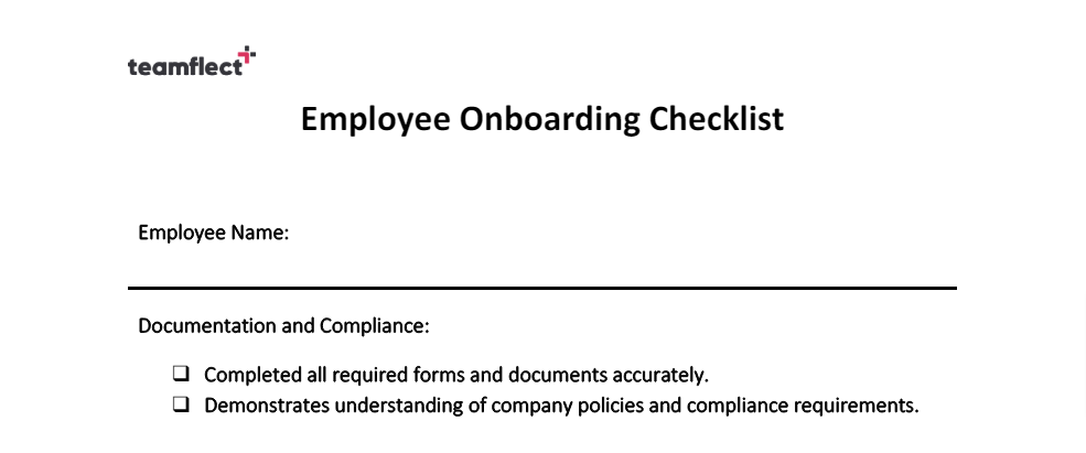 Free Word Employee Onboarding Checklist template