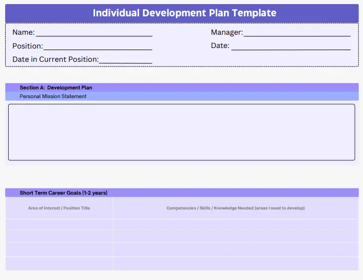 Download a free individual development plan template