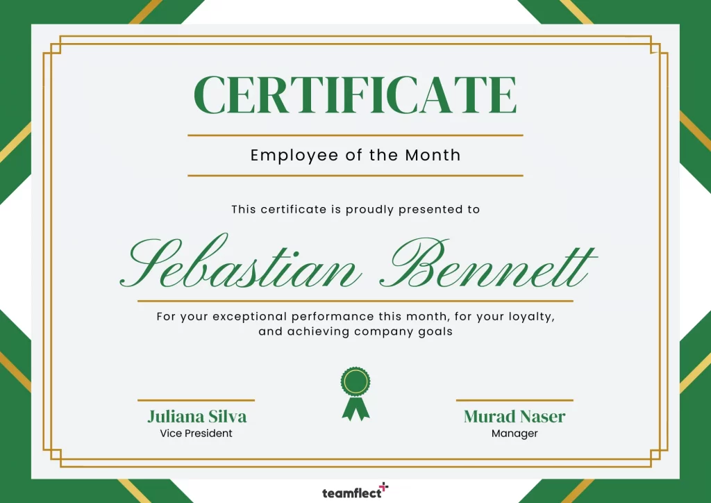 green and yellow employee of the month template
