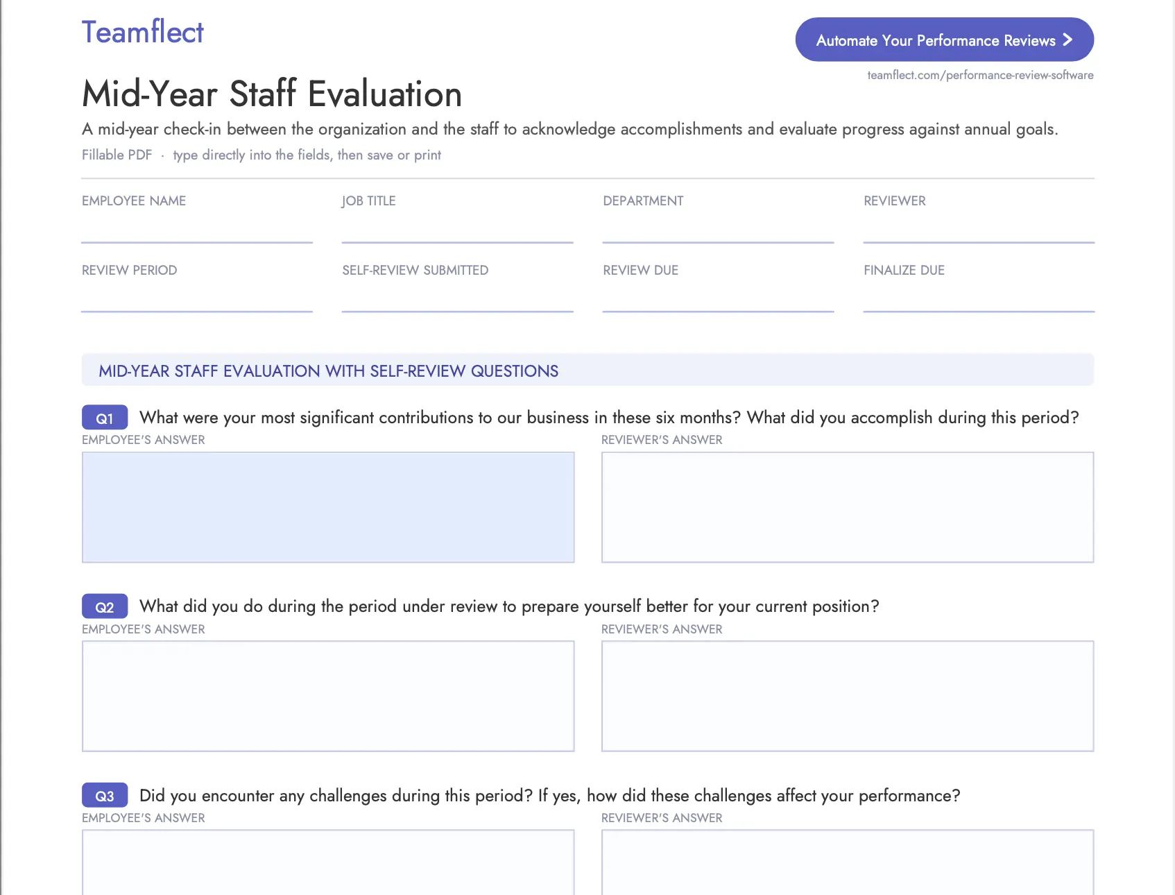 Mid-year staff evaluation template pdf