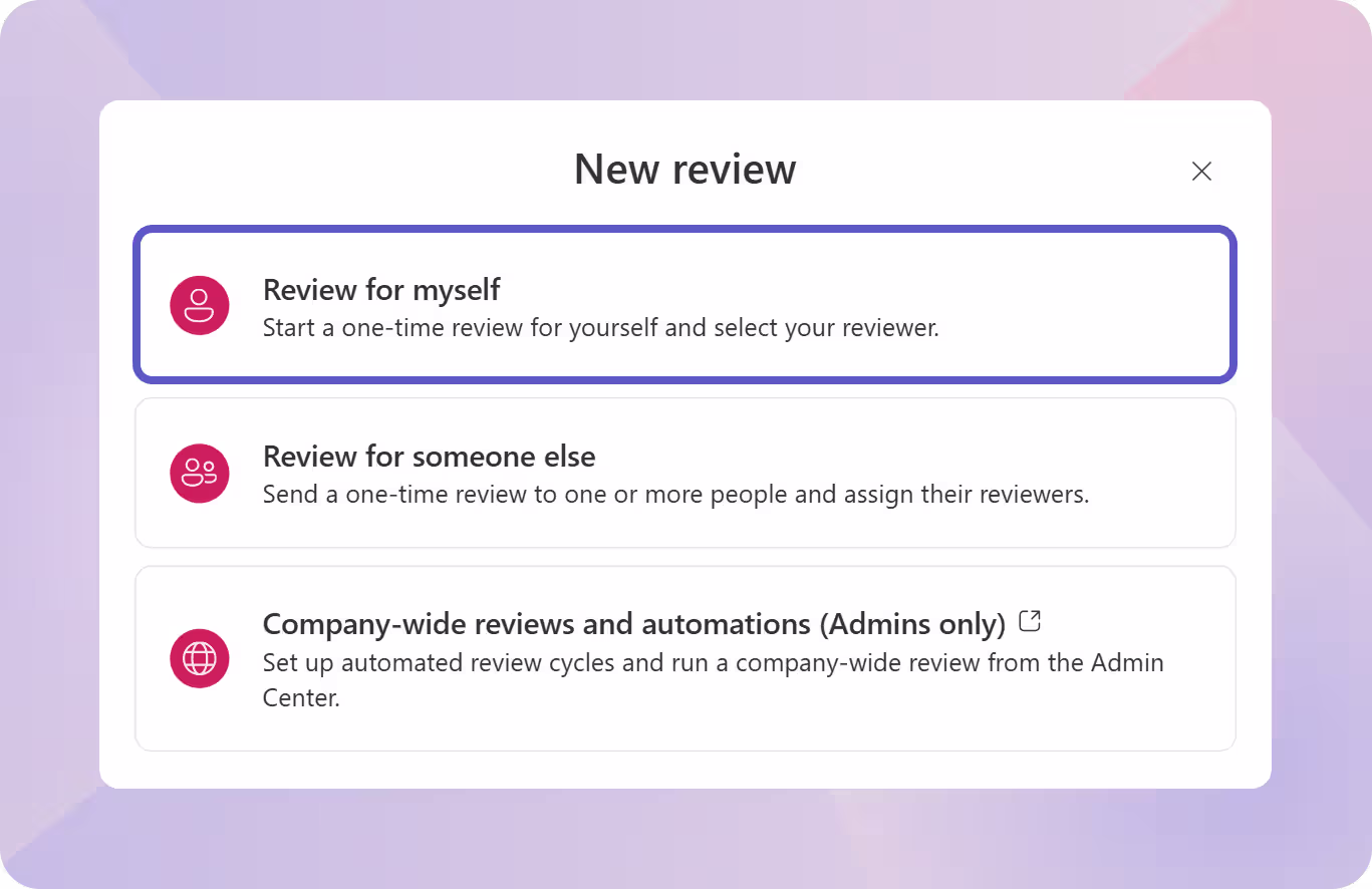Self initiated performance reviews in Teamflect