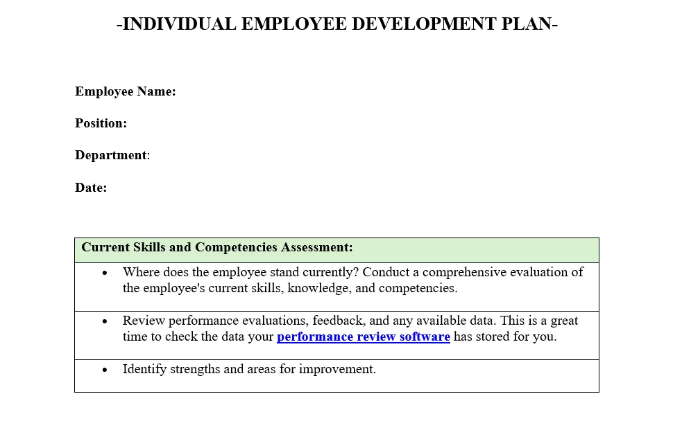 Individual Development Plan template