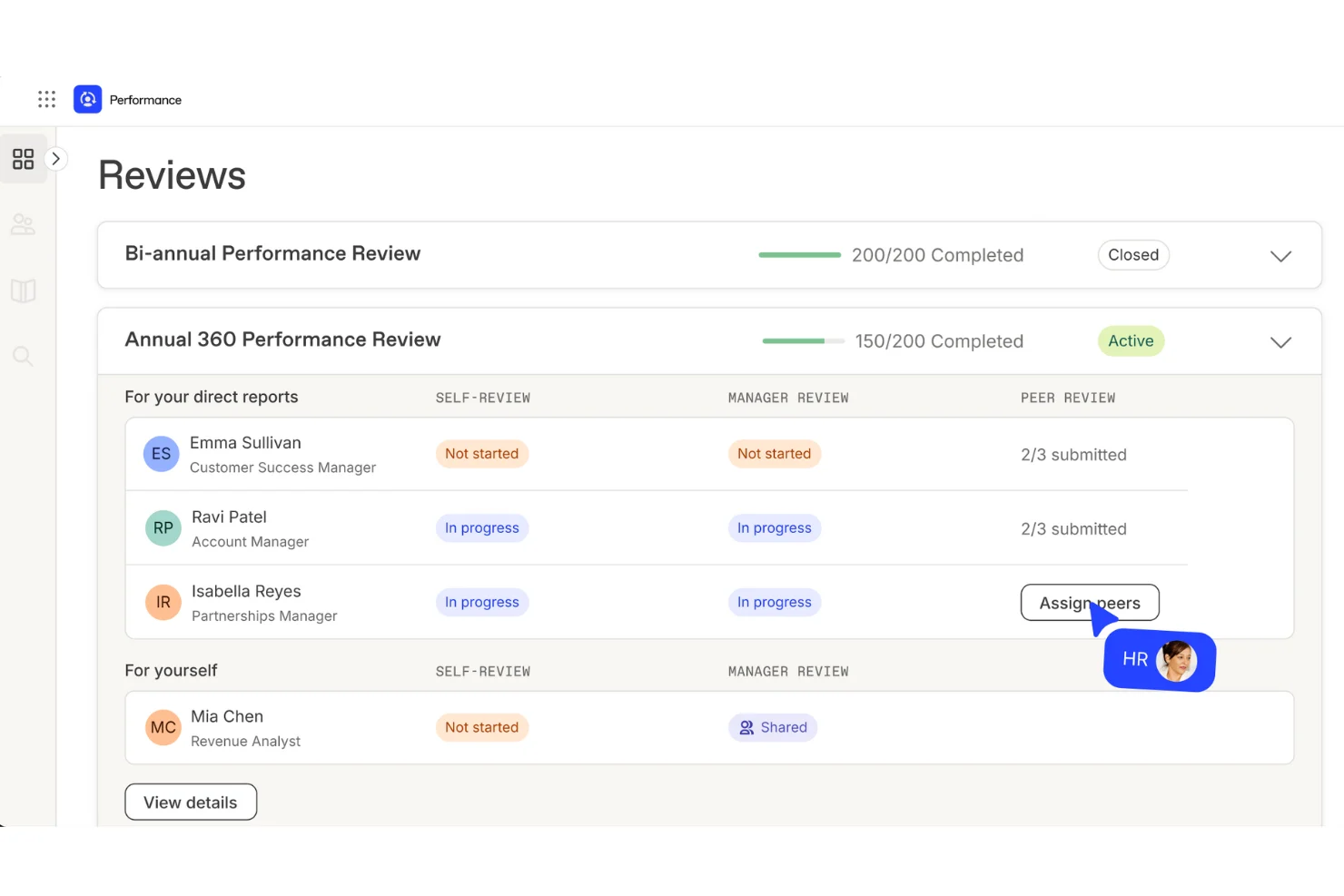 Performance Reviews in Workleap