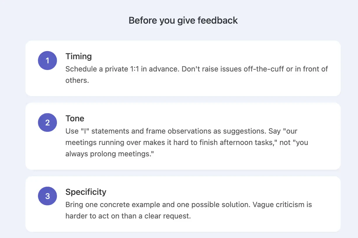 Pre-feedback checklist
