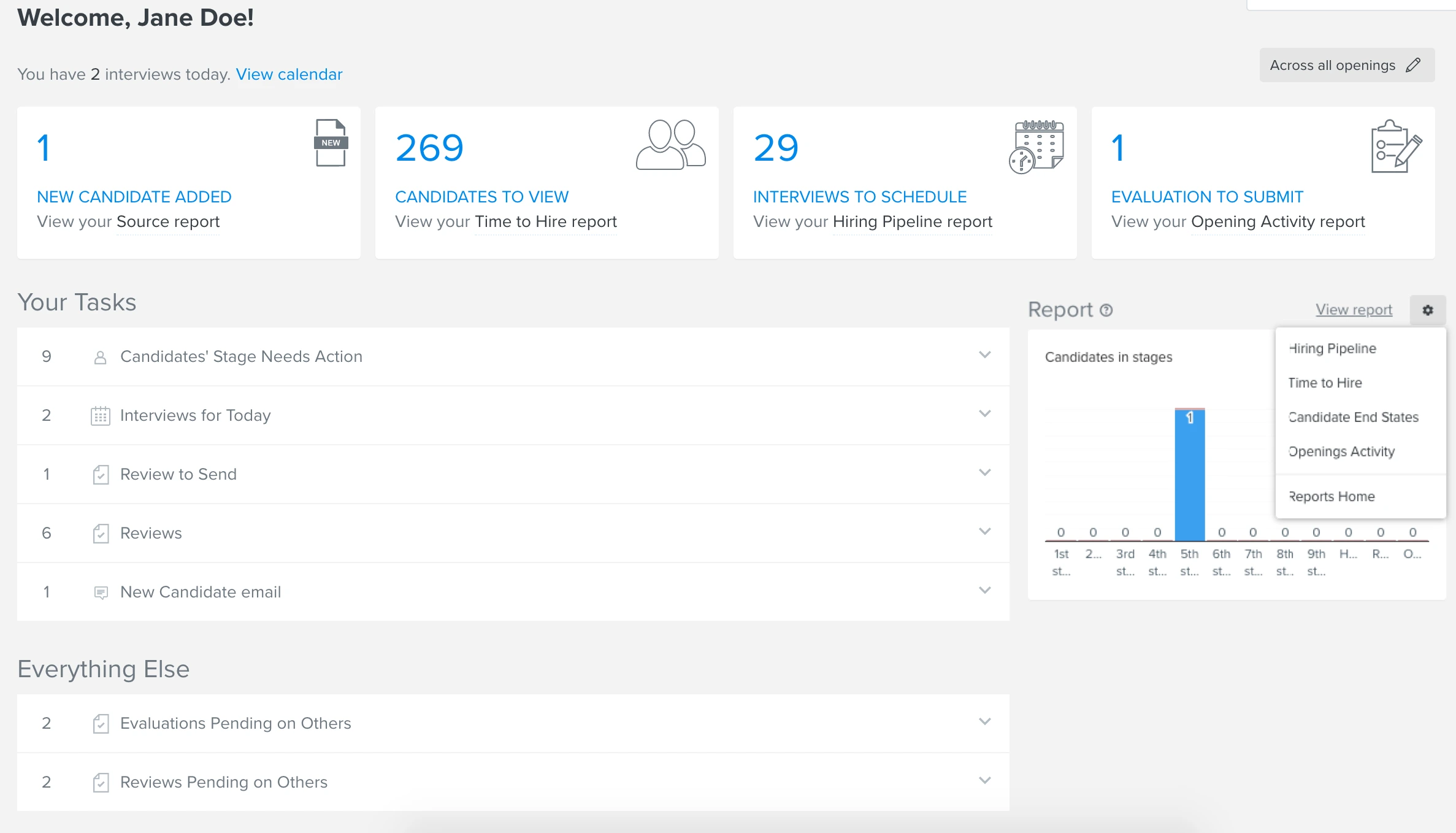 Trakstar main dashboard