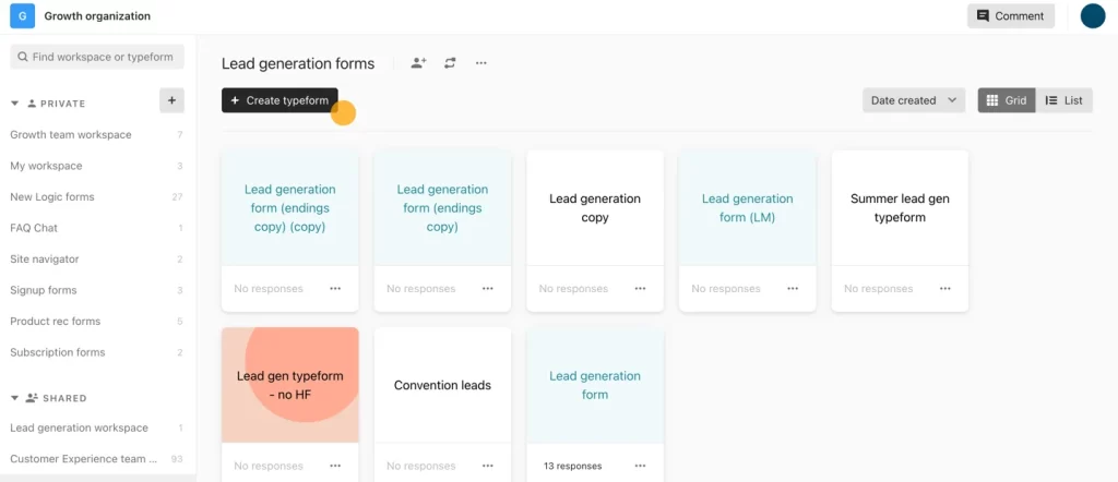 Typeform: employee suggestion box tool