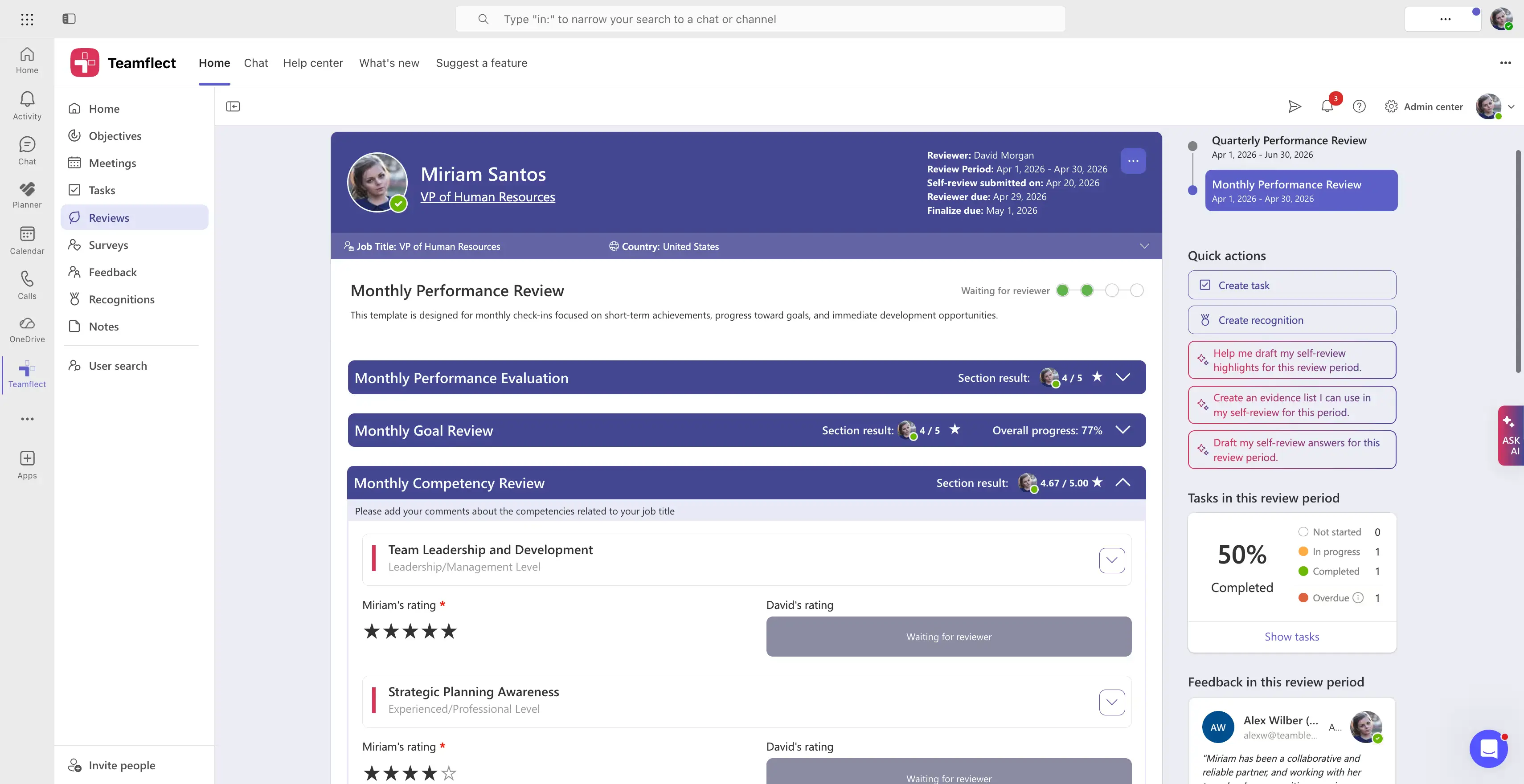 Include competencies to reviews with Teamflect