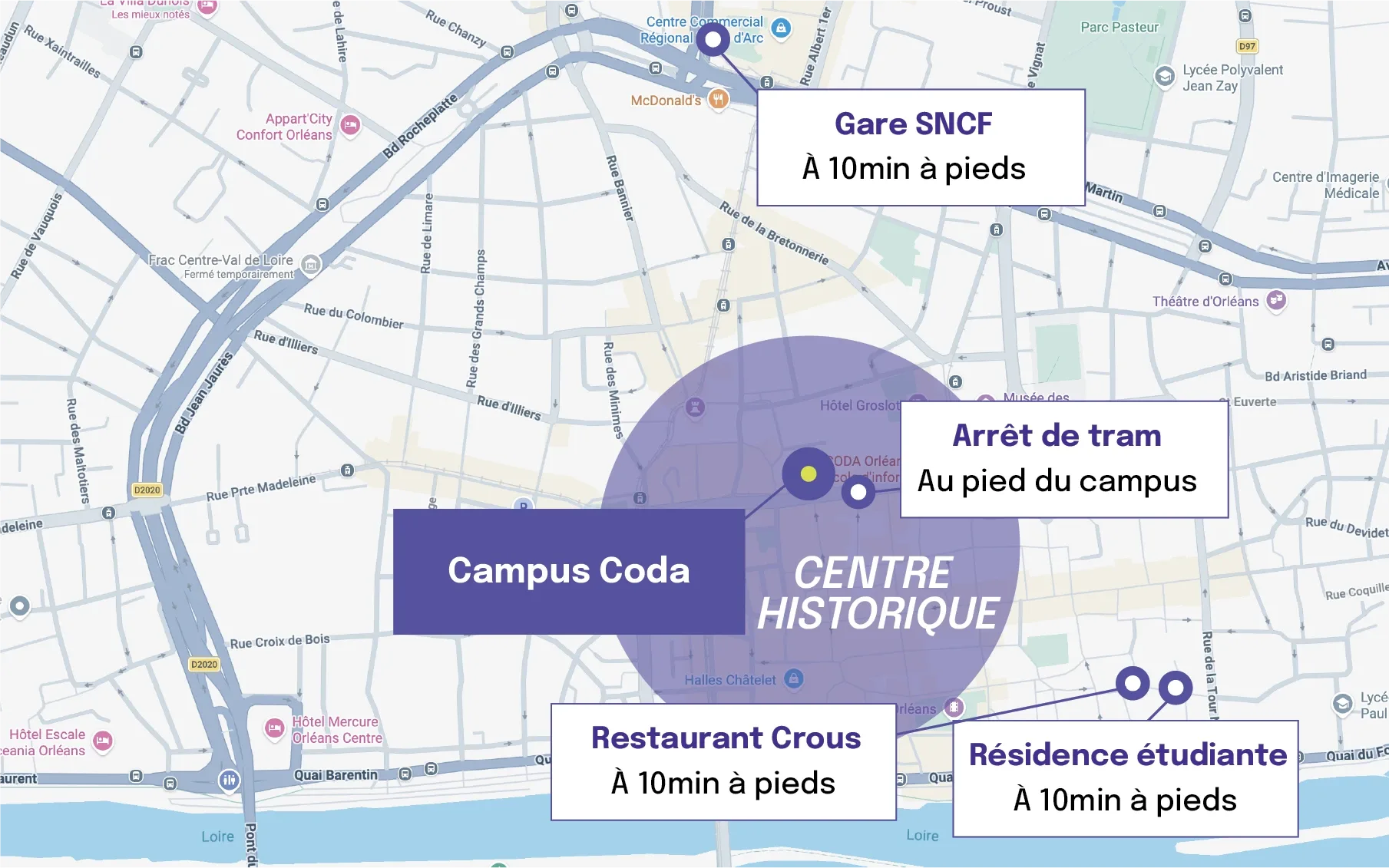 Accès au campus CODA en centre-ville
