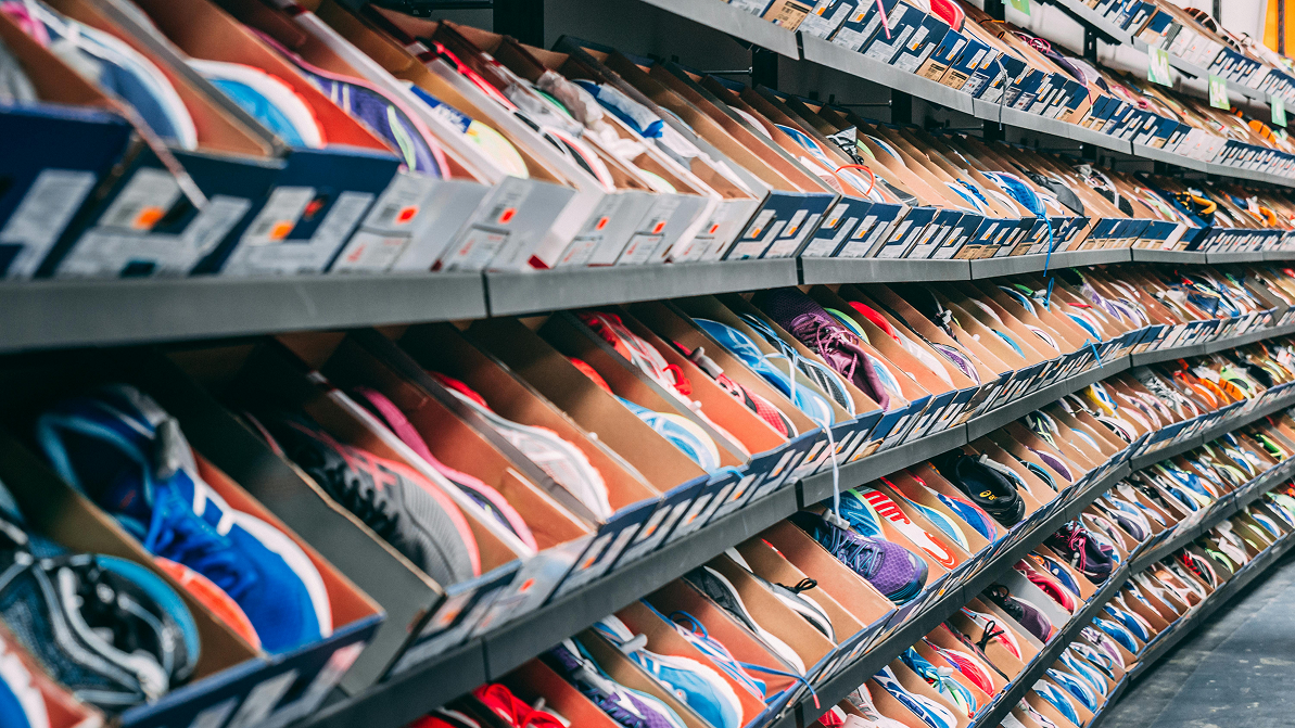 Sports Shoes inventory lined up