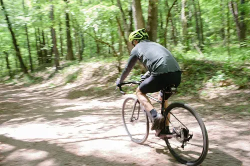 A mountain biker on a trail at Red Mountain Park
