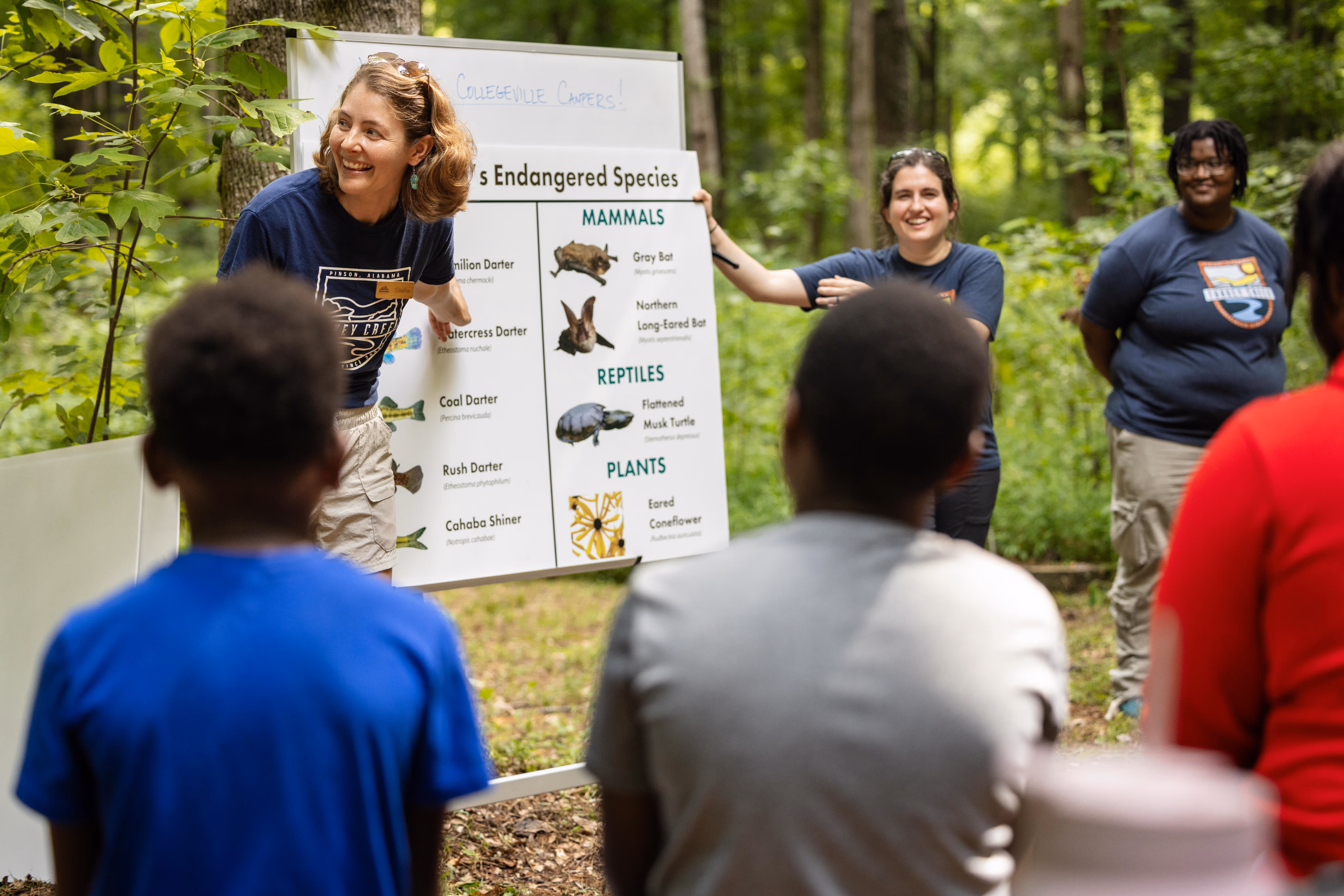 Outdoor classroom with Jefferson County Greenways' program staff and participants at Turkey Creek Nature Preserve