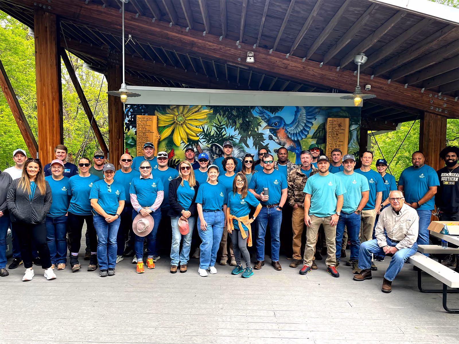 Volunteer group from Alabama Power at the Ruffner Mountain Pavilion