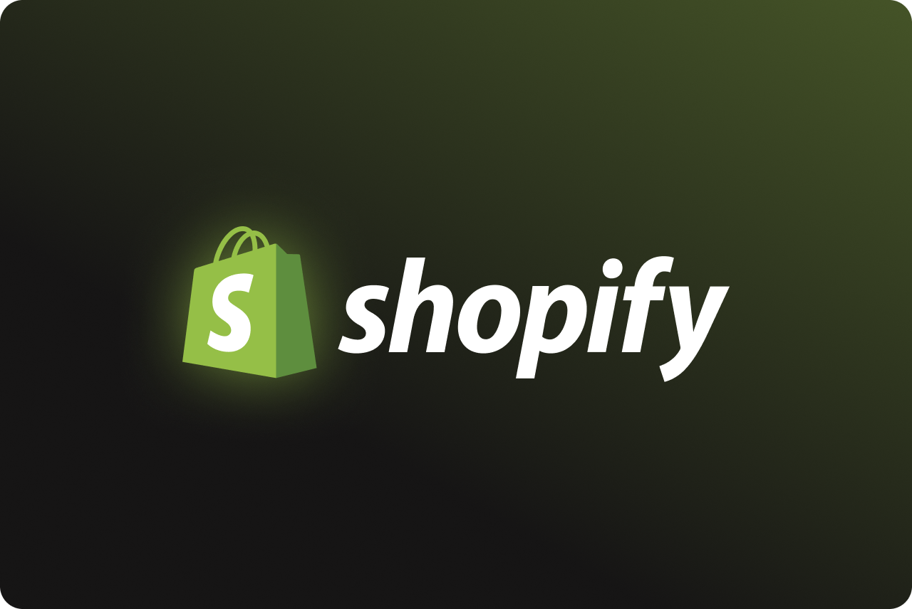 Shopify logo on a dark background.