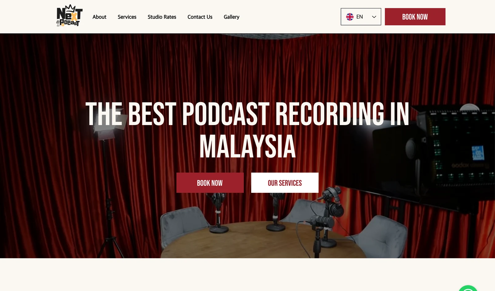 Next Podcast Studio booking website