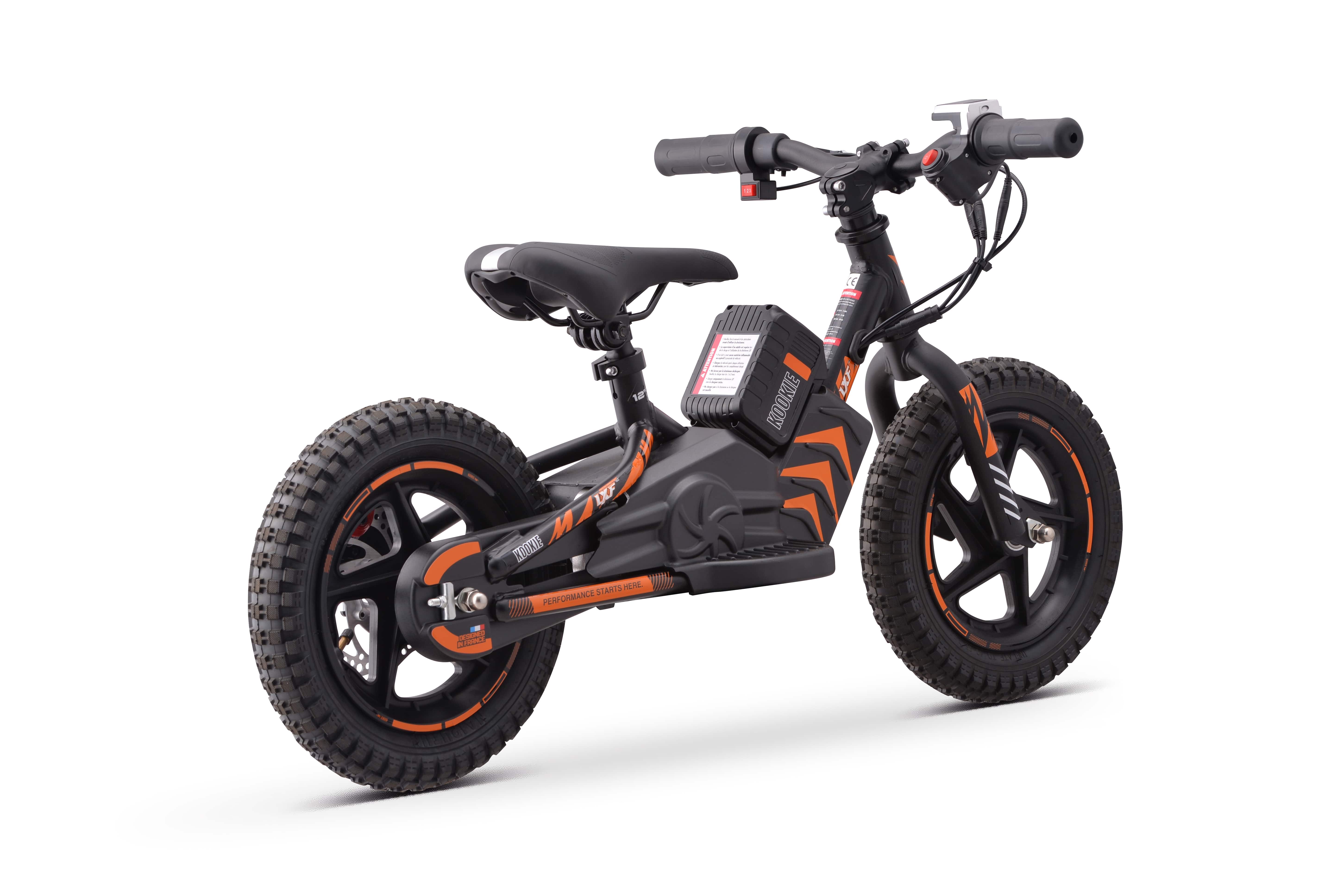 Draisienne électrique LXF Kookie 12" - Black edition - orange