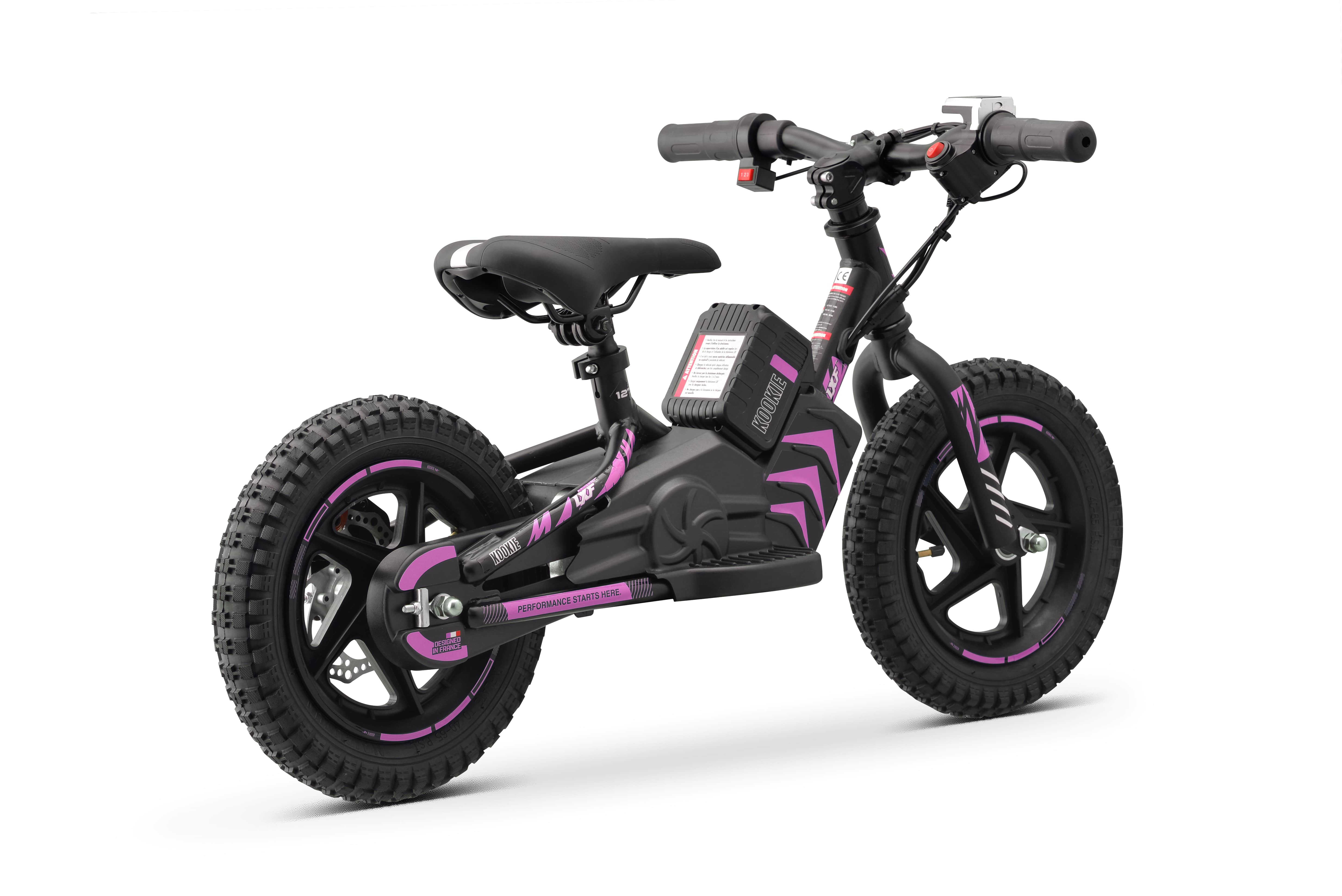 Draisienne électrique LXF Kookie 12" - Black edition - rose