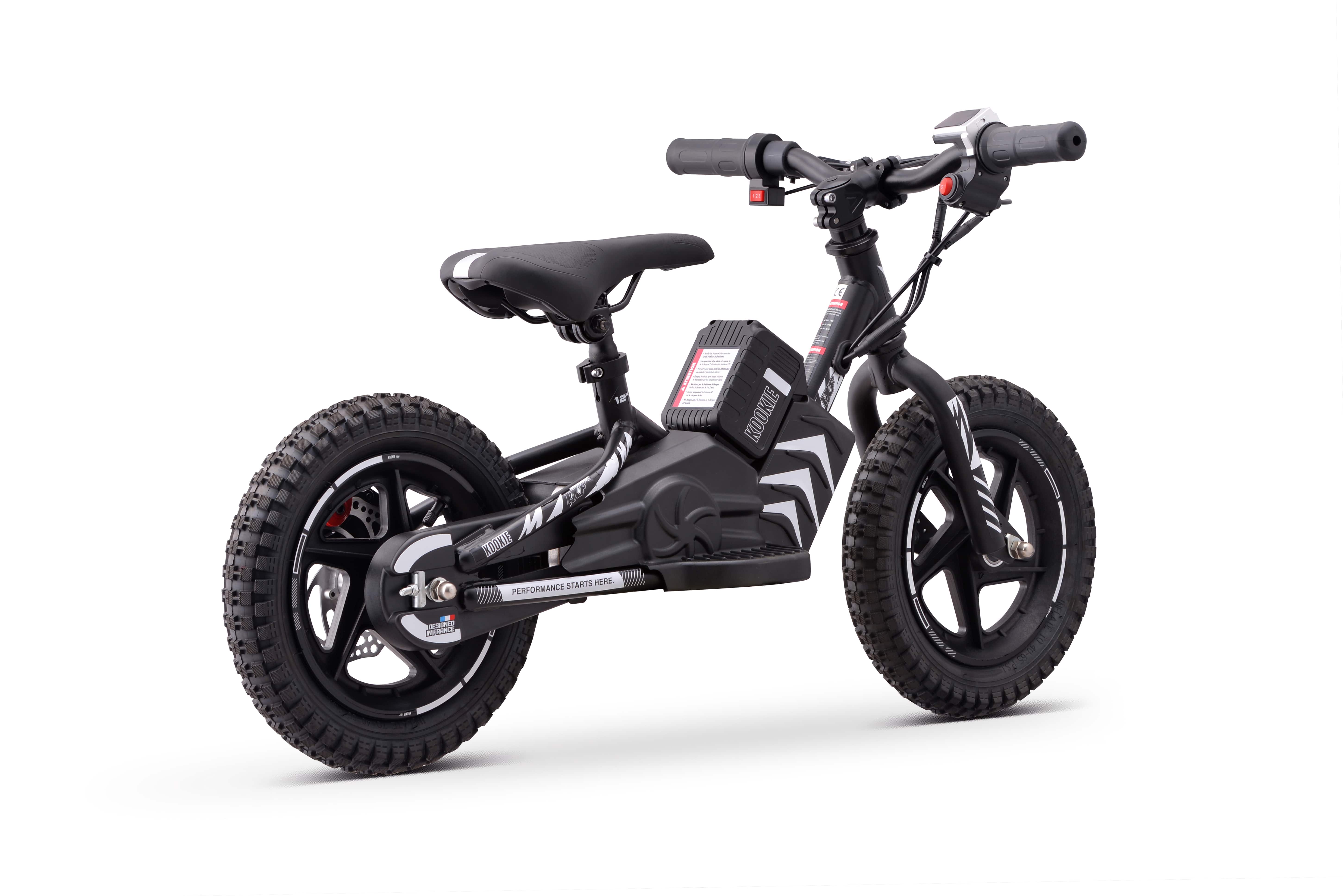 Draisienne électrique LXF Kookie 12" - Black edition - blanc