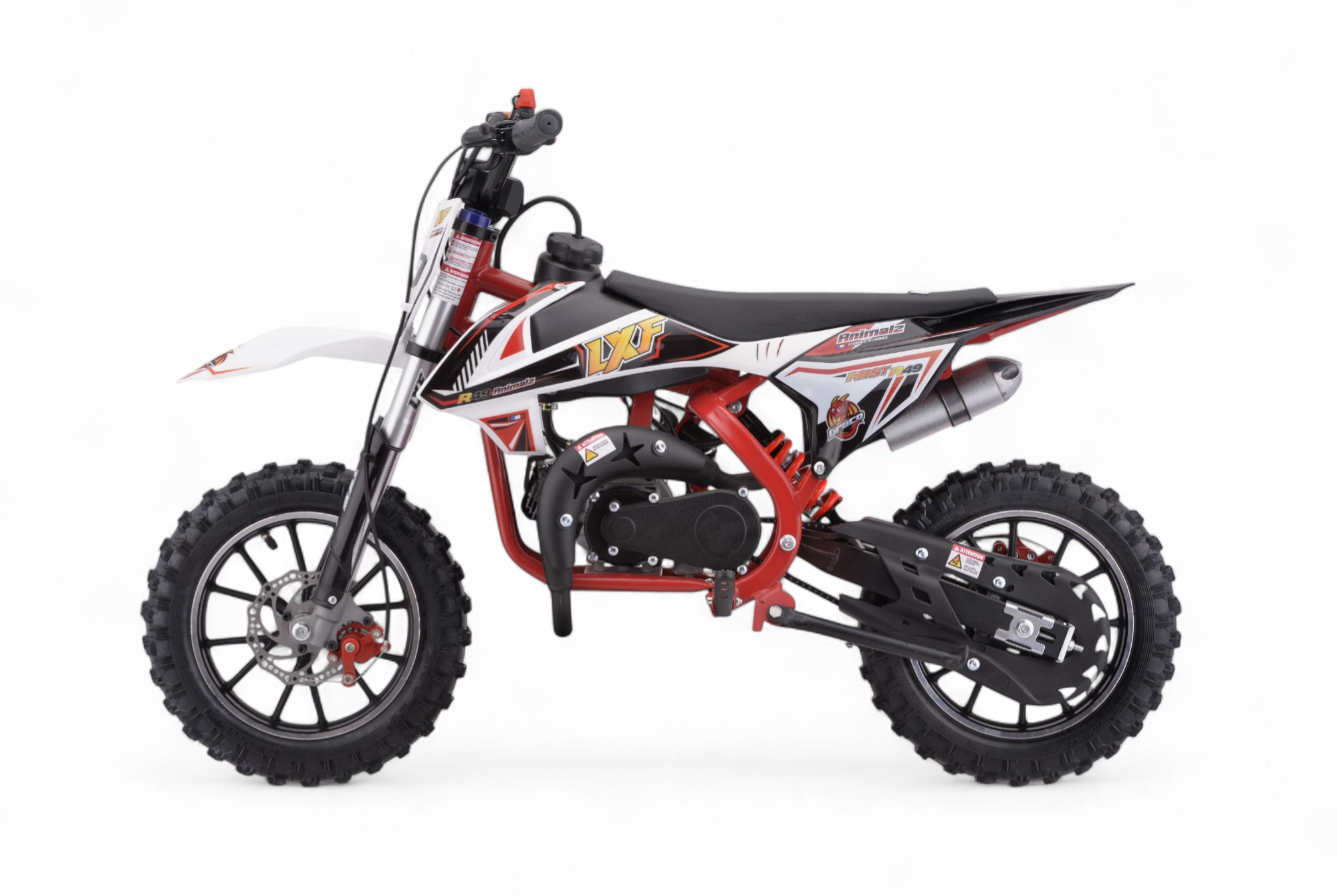 Pocket bike / cross thermique enfant 49cc 2T Animalz - rouge