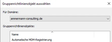 Screenshot zeigt das Verknüpfen eines GPO mit einer Organisationseinheit (OU) in der Gruppenrichtlinienverwaltung.