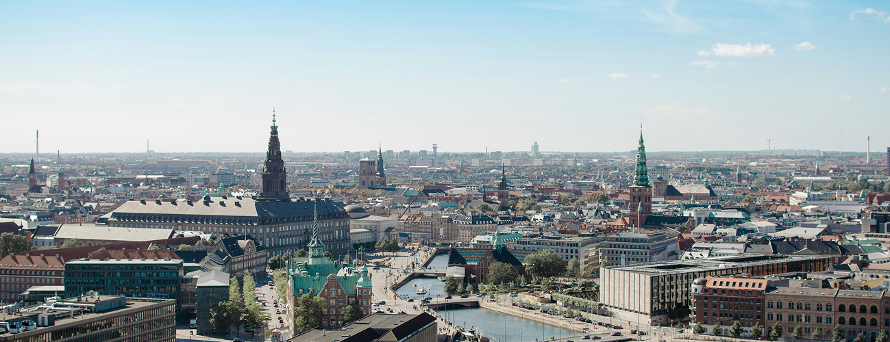 A view of a city with a river running through it.