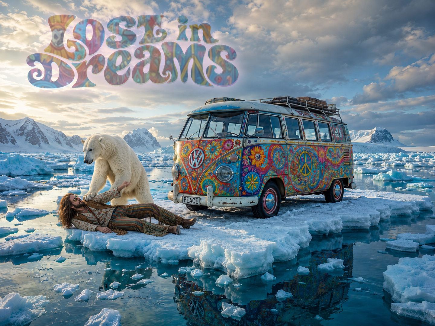 Lost in Dreams — Surreal camper van in an icy landscape. Ewald Krijnen.