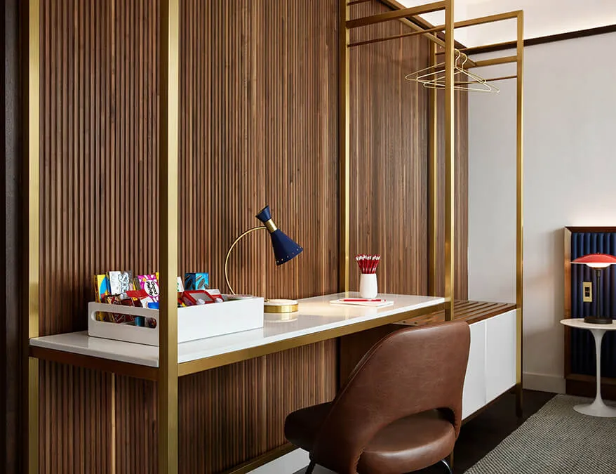 Interior design details of the TWA Hotel.