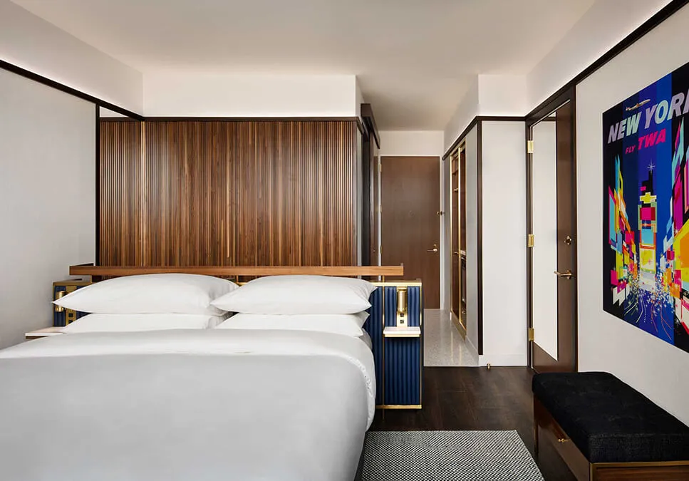 Interior design details of the TWA Hotel.