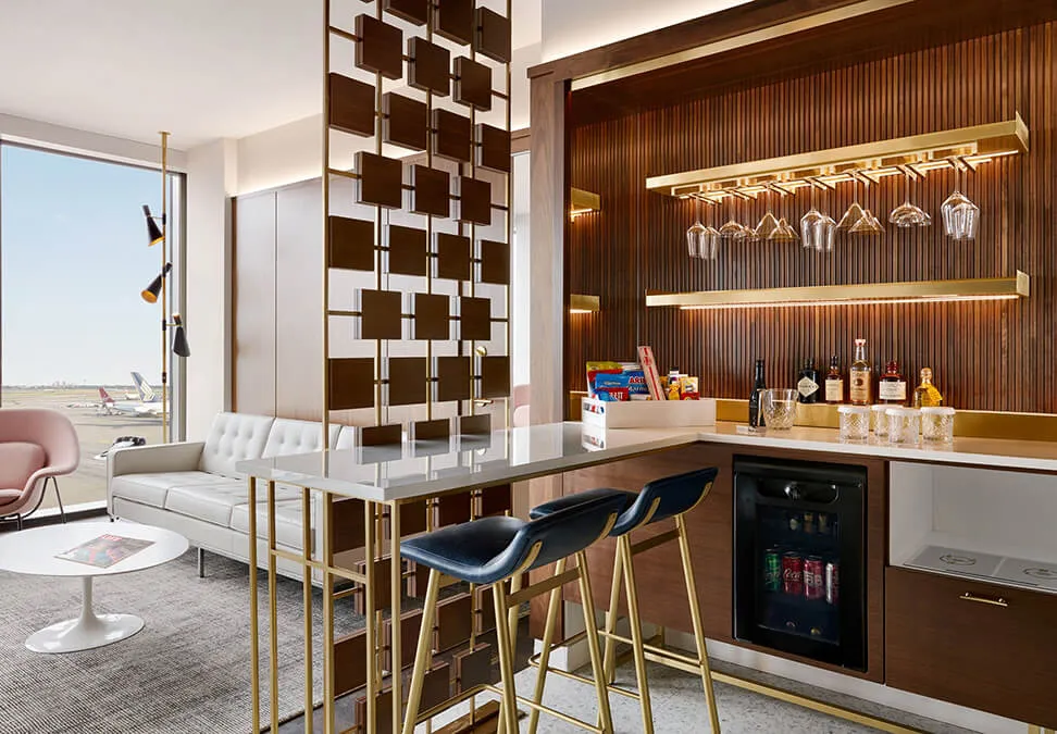 Interior design details of the TWA Hotel.