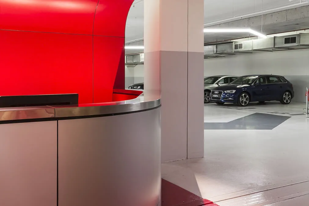 Interior design details of the Audi Service Center.