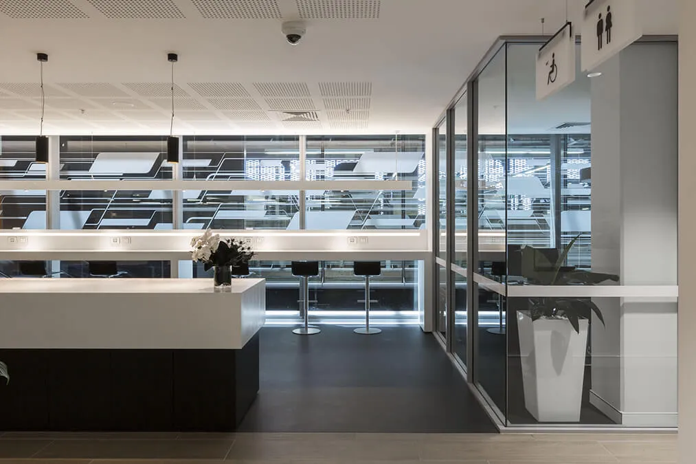 Interior design details of the Audi Service Center.
