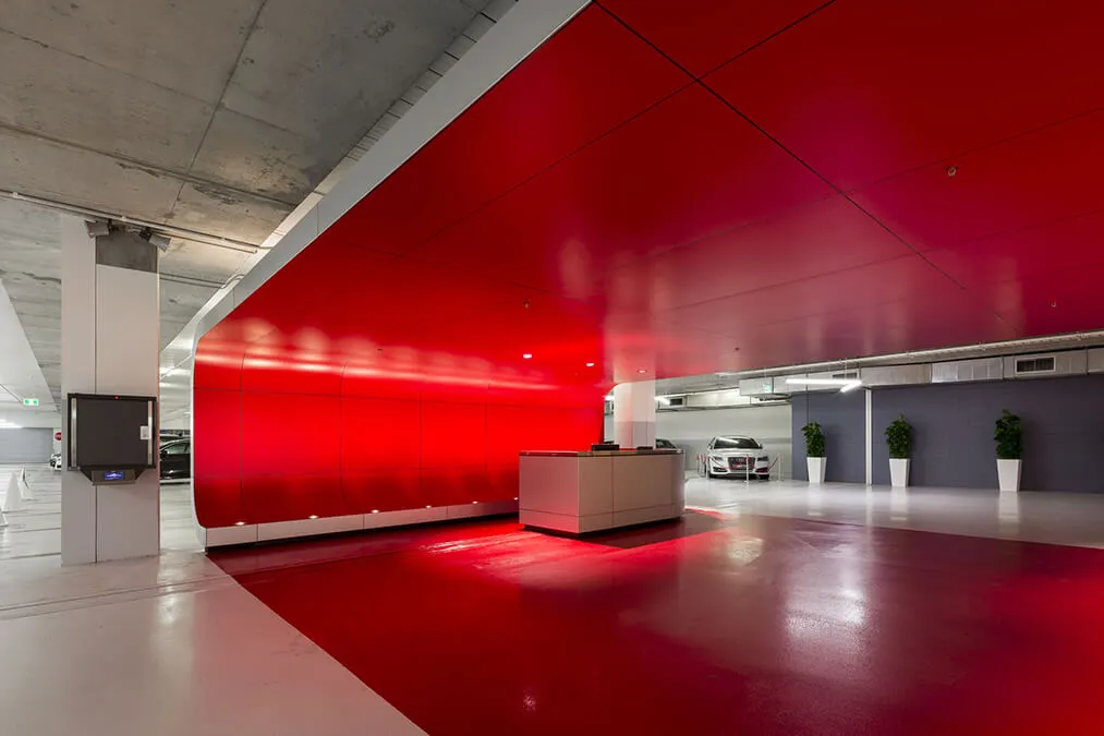 Interior design details of the Audi Service Center.