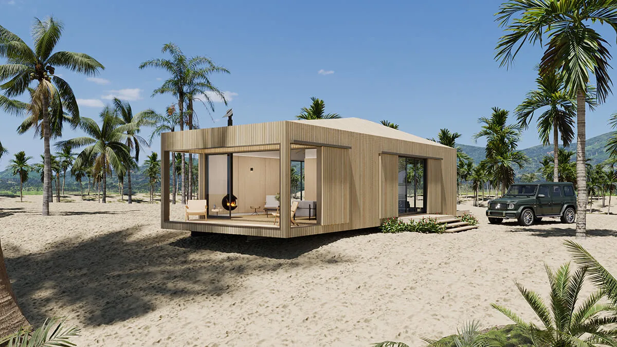 Modern cabin on a beach